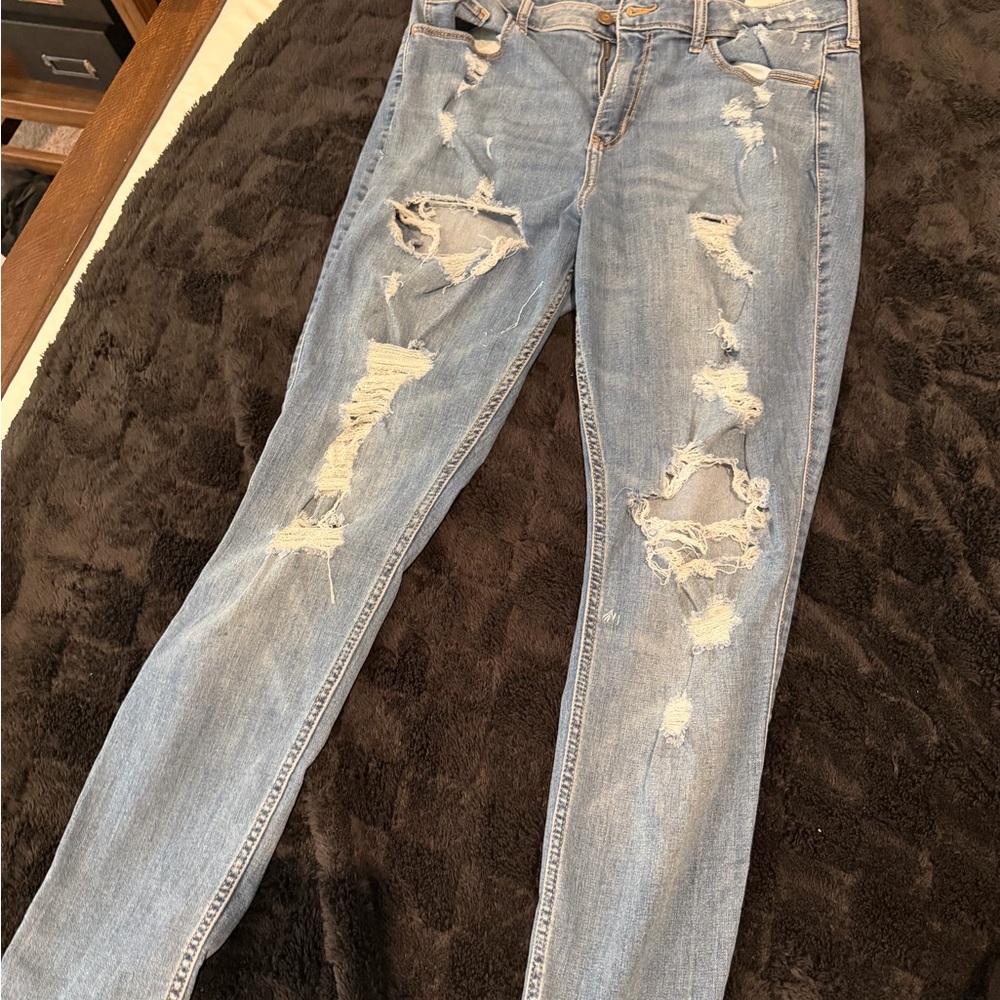 Hollister Light Blue Distressed Skinny Jeans